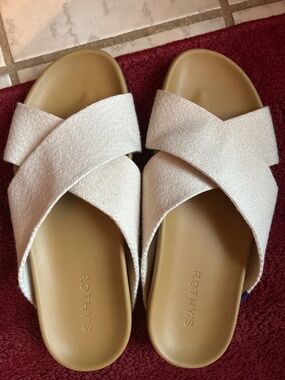 Rothy's weekend knit cross strap slide sandals, size 8